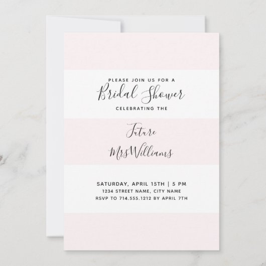 ルックフォト婚約した赤面ホワイトブライダルシャワー 招待状 (裏面)