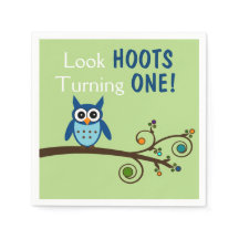 ルックホートターニング1フクロウ誕生日ナプキンス