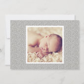 ルックホー到着オレンジフクロウベビーフォト秋誕生 案内状 (裏面)