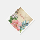 ルック素朴ウォーター色フローラ スタンダードカクテルナプキン (角)