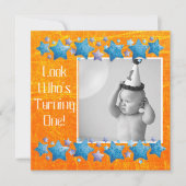 ルック誰がターニング1、最初の誕生日招待状 招待状 (正面)