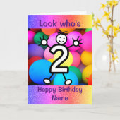 ルック2歳のバルーンハッピーバースデーカード カード (黄色い花)