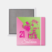 ルック・ウォー・アズ・ザ・21 | 00番目の誕生日 – ピンクと緑 マグネット (正面/裏面)