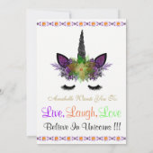 ルック・フーがユニコーンハロウィン招待状 招待状 (裏面)