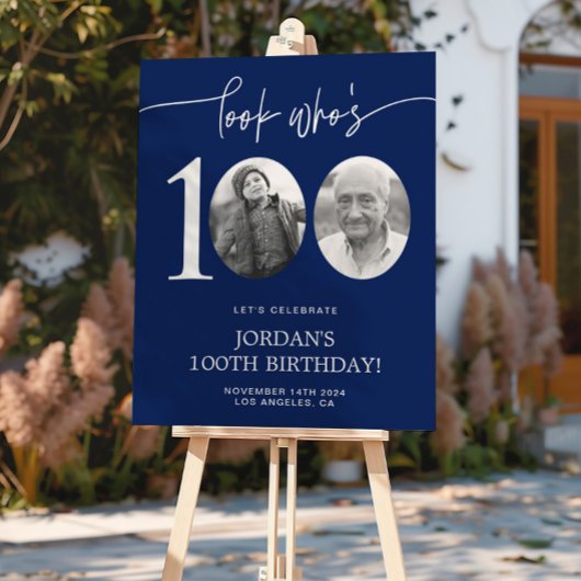 ルック・フー・イズ・100|青い100歳の誕生日 ポスター