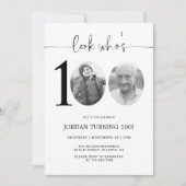 ルック・フー・イズ・100 | 100歳の誕生日記念写真招待状 招待状 (正面)