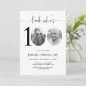 ルック・フー・イズ・100 | 100歳の誕生日記念写真招待状 招待状 (スタンド正面)