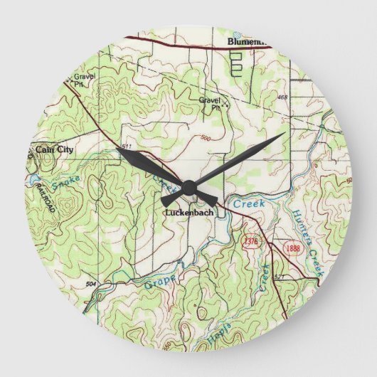 ルッケンバッハTXの地図 ラージ壁時計 (正面)