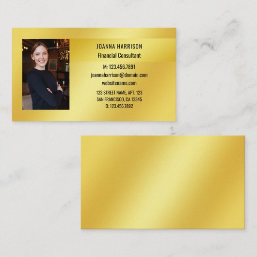 ルッサス・エレガント金ゴールド・バンドの背景写真 名刺 (正面/裏面)