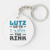 ルッツリンク姿スケートで滑るスケーターメンズに移動 キーホルダー (裏面)