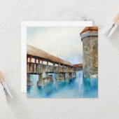 ルツェルンのチャペル橋（スイス） カード (正面/裏面インサイチュ)