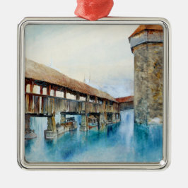 ルツェルンのチャペル橋（スイス） メタルオーナメント