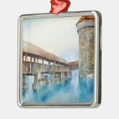ルツェルンのチャペル橋(スイス) メタルオーナメント (左)
