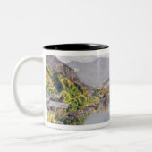 ルツェルンの間隔の山Pilatusの湖 ツートーンマグカップ (左)