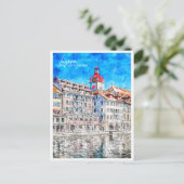 ルツェルンスイストラベルプレイスウォーターカラー ポストカード (スタンド正面)