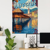 ルツェルンスイスヴィンテージトラベル ポスター (ホームオフィス)