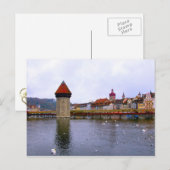 ルツェルン旧市街 – ミルブリッジとウォーターフロント ポストカード (正面/裏面)