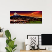 ルツェルン・スイス&ザ・ムーンオーバー山・ピラタス ポスター (ホームオフィス)