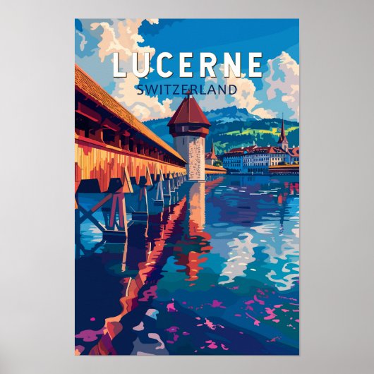 ルツェルン スイス 旅行 アート ヴィンテージ ポスター (正面)
