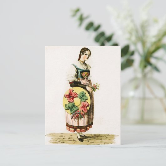 ルツェル伝統的ン州のスイスの衣装 ポストカード (スタンド正面)