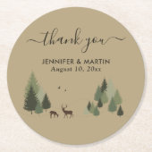 ルティック結婚フォレストの紙コースターDoe and Buck ラウンドペーパーコースター (正面)