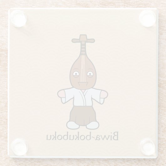 ルテ日本のマンびわ木墨漫画の妖怪 ガラスコースター (裏面)