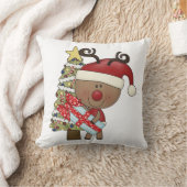 ルディのトナカイの休日の木 クッション (ブランケット)