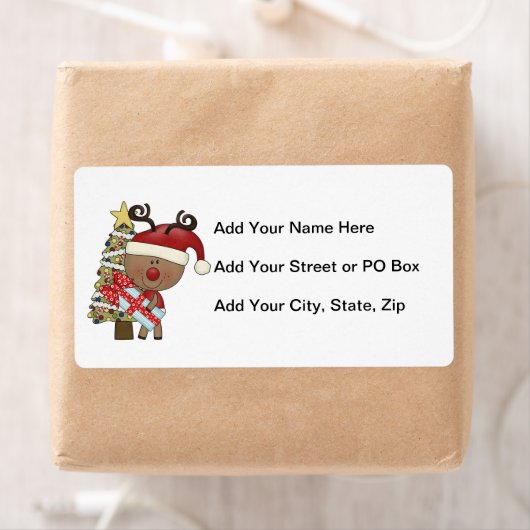 ルディのトナカイの休日の木 ラベル (インサイチュ)