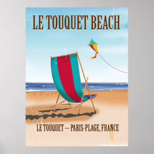 ルトゥーケビーチヴィンテージフランスの旅行ポスター ポスター