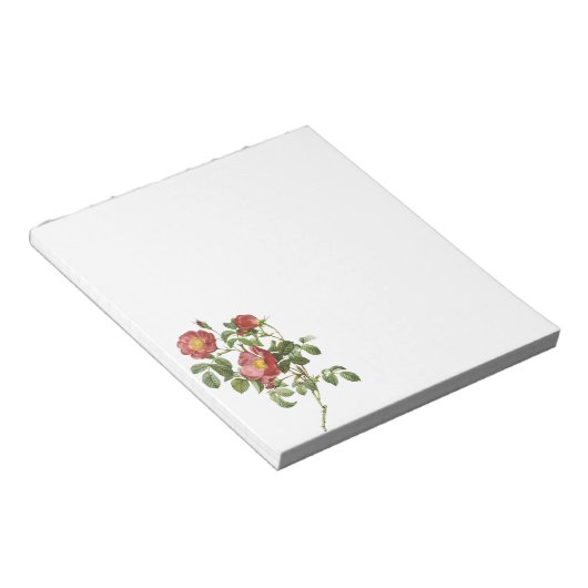 『ルドゥートの愛のバラ』 ヴィンテージ フラワーズ 花の赤い愛のバラ ノートパッド (アングル)