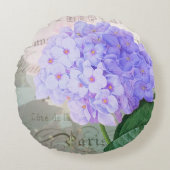 ルドゥートパープルアジドニアペタル装飾用クッション ラウンドクッション (正面)