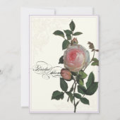 ルドゥートピンクローズラベンダーフローラブライダルシャワー 招待状 (裏面)