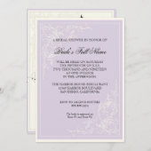 ルドゥートピンクローズラベンダーフローラブライダルシャワー 招待状 (正面/裏面)