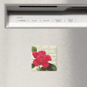 ルドゥートレッドカメリアボタニカルプリントスクエアマグネット マグネット (インサイチュ (食洗機))