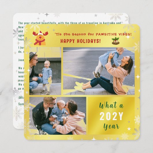 ルドルフおもしろいキュートハッピーホリデーズゴールデン3枚 シーズンカード (正面/裏面)