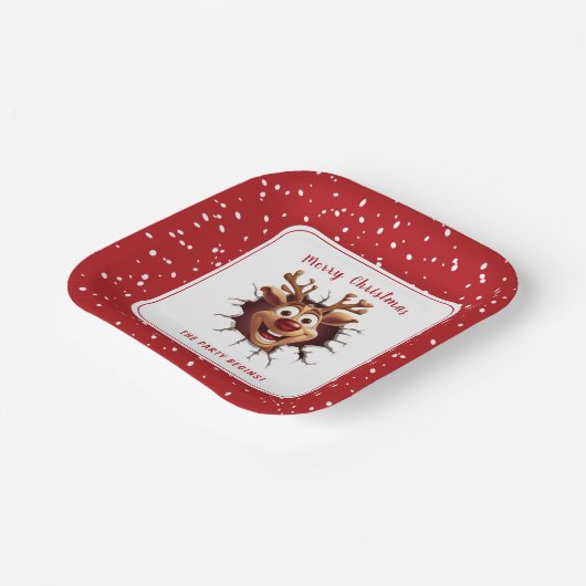 ルドルフおもしろいザトナカイパーティースクエア ペーパープレート (傾斜あり)