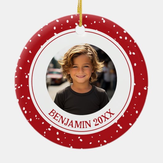 ルドルフおもしろいトナカイ写真クリスマスオーナメント セラミックオーナメント (裏面)