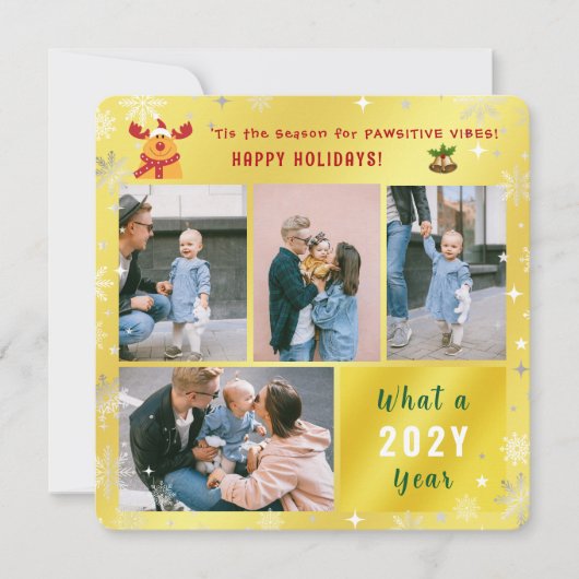 ルドルフおもしろいフォトコラージュハッピーホリデイズゴールデン シーズンカード (正面)