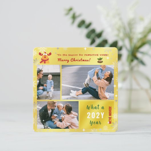 ルドルフおもしろい引っ越しました3枚フォトコラージゴールデン シーズンカード (スタンド正面)