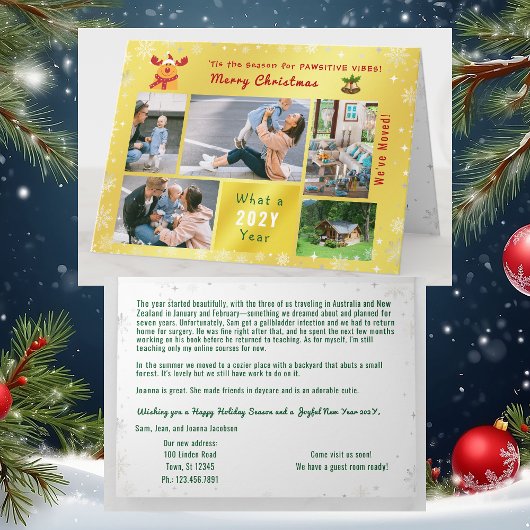 ルドルフおもしろい引っ越しました5枚の写真エレガントゴールデン シーズンカード