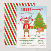 ルドルフと一緒にクリスマス　お誕生日パーティー 招待状 (正面/裏面)