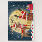 ルドルフと煙突に入ったかわいいクリスマスサンタ ジグソーパズル (縦)