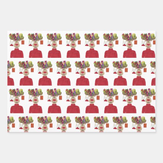 ルドルフのクリスマスプレゼントのトナカイ ラッピングペーパーシート (正面2)