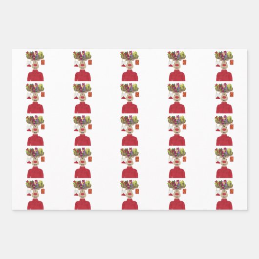 ルドルフのクリスマスプレゼントのトナカイ ラッピングペーパーシート (正面)