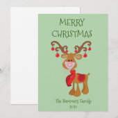 ルドルフのクリスマスプレゼント 2021  サンタクロースのトナカイの顔マスク シーズンカード (正面/裏面)