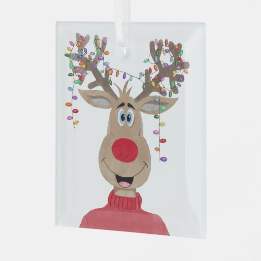 ルドルフのクリスマスライトトトインデナー ガラスオーナメント (正面左)