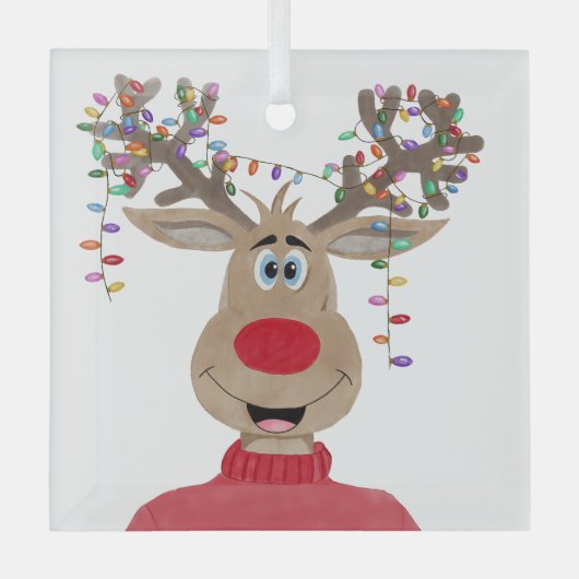 ルドルフのクリスマスライトトトインデナー ガラスオーナメント (正面)