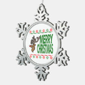 ルドルフのシカのメリークリスマスの醜いセーターのオーナメント スノーフレークピューターオーナメント (右)