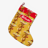 ルドルフのトナカイのカスタムな女の子のクリスマスのストッキング ラージクリスマスストッキング (正面 (吊り時))