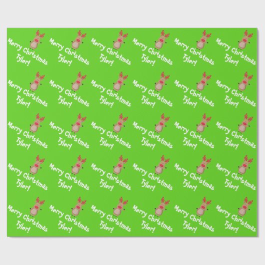 ルドルフのトナカイの赤い鼻のクリスマスのクリスマスの名前 ラッピングペーパー (フラット)